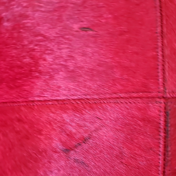 Pier 1 100% Cowhide Red Accent Pillow with Geometric Design - Picture 6 of 7